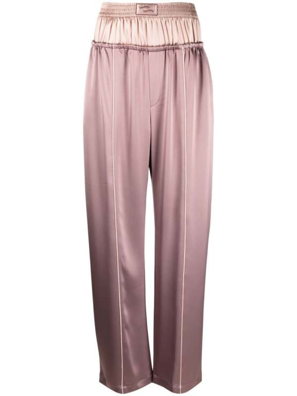 doublewaistband satin-finish trousers