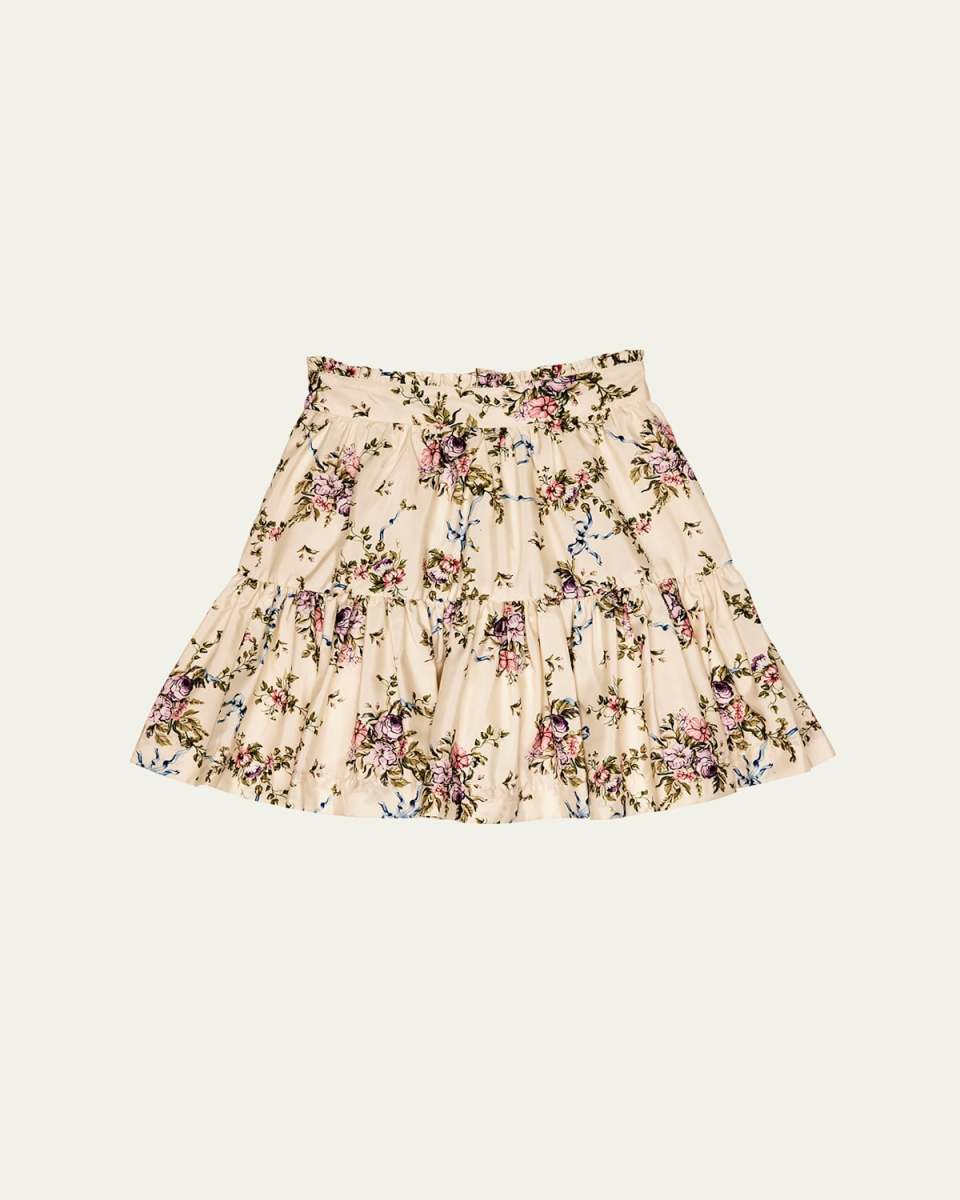 Girl's Belle Floral-Print Skirt, Size 12-16