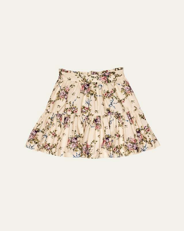 Girl's Belle Floral-Print Skirt, Size 12-16