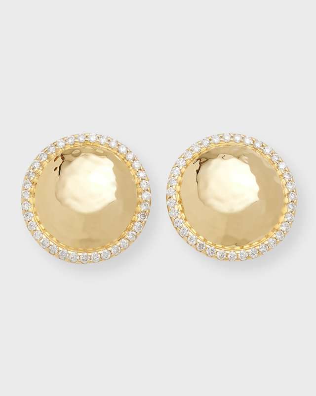 18K Stardust Goddess Medium Hammered Dome Stud Earrings