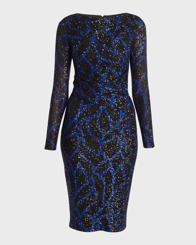 Sparkle Stretch Tulle Long-Sleeve Dress