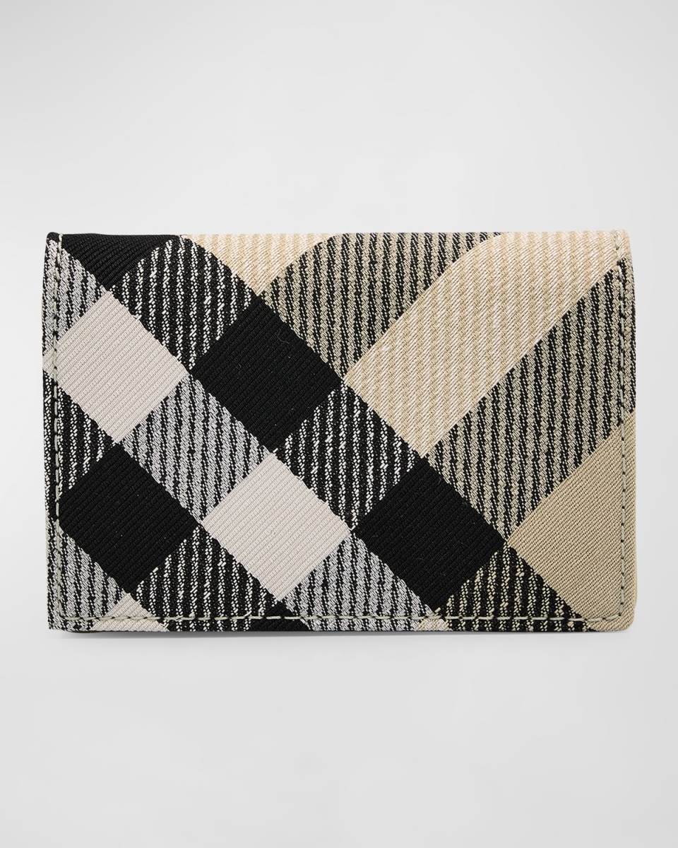 Bifold Check Leather Card Case