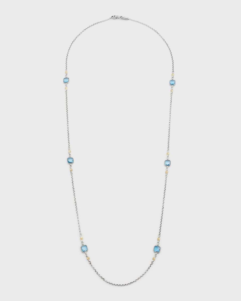 Silver and Gold Blue Spinel Necklace