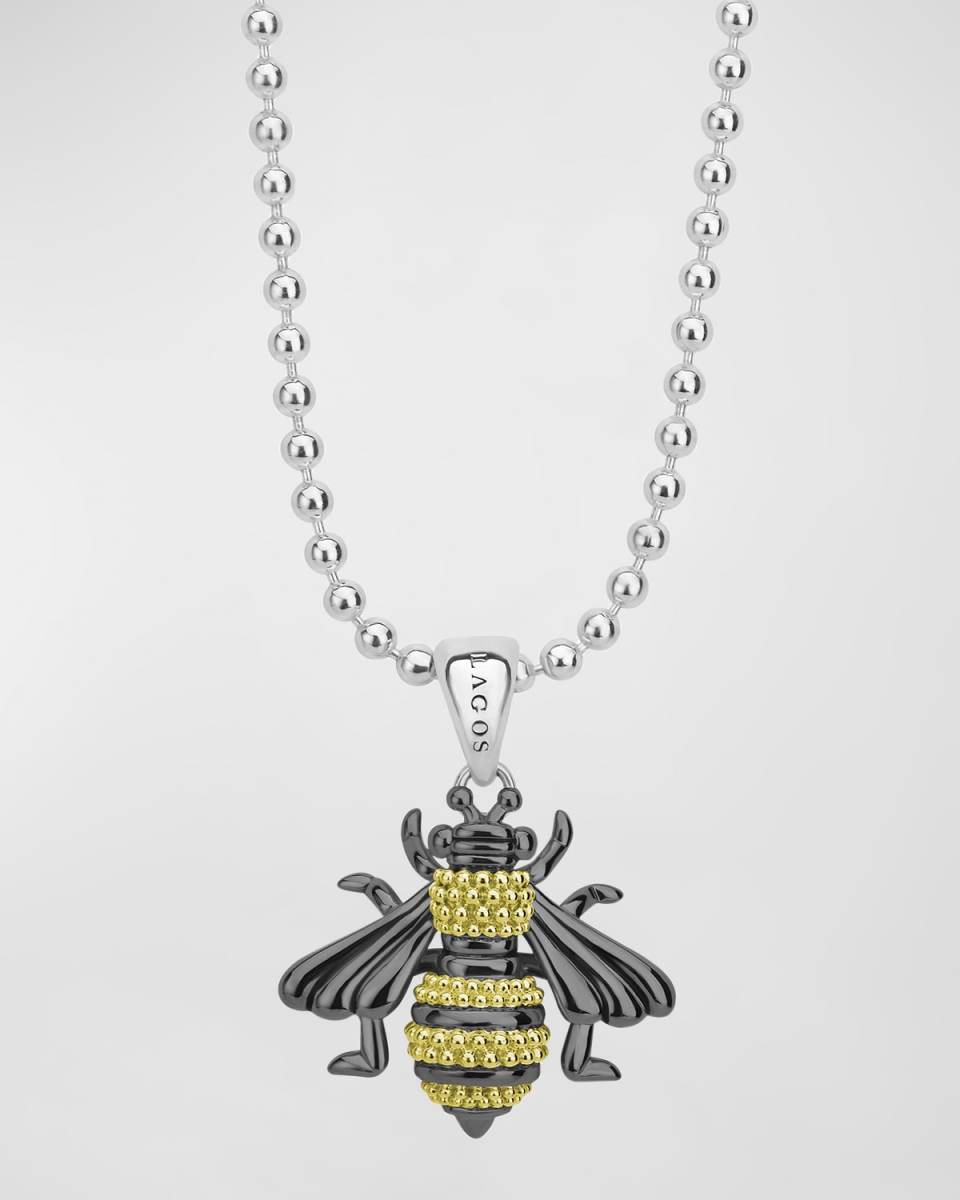 Rare Wonders Long Honeybee Pendant Necklace w/ 18k Gold