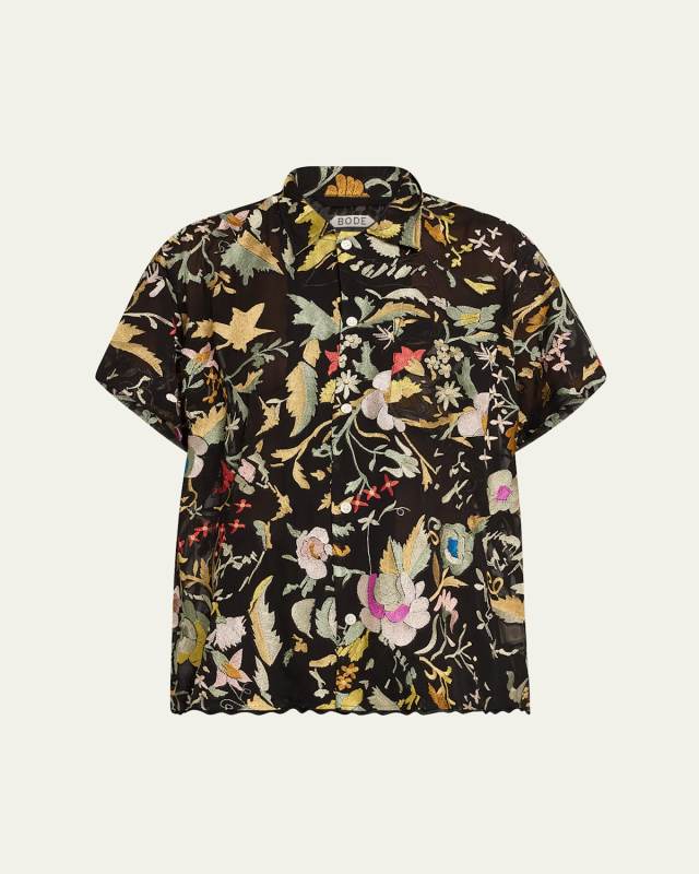 Heirloom Floral Button Down Silk Shirt