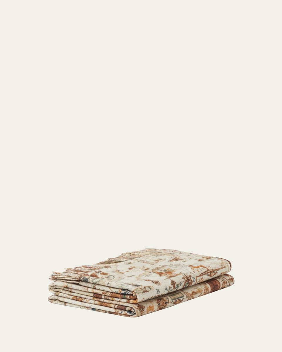 Sidney Map-Print Cashmere Throw