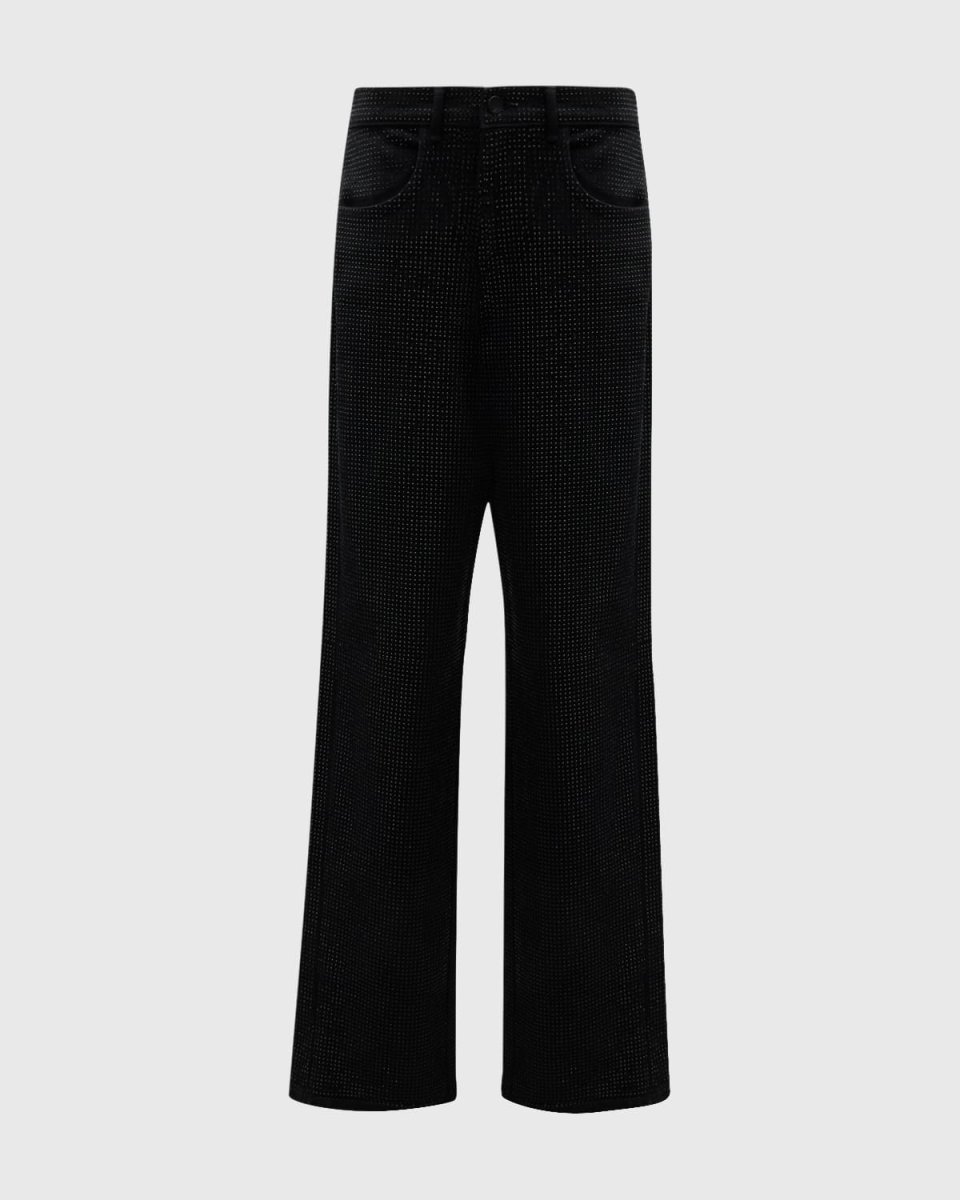 Kendall Mid-Rise Diamante Straight-Leg Denim Jeans