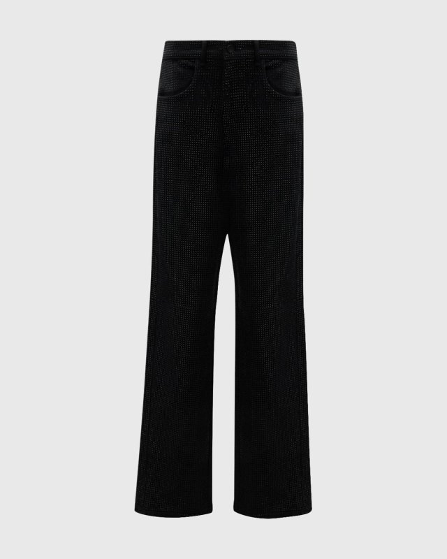 Kendall Mid-Rise Diamante Straight-Leg Denim Jeans