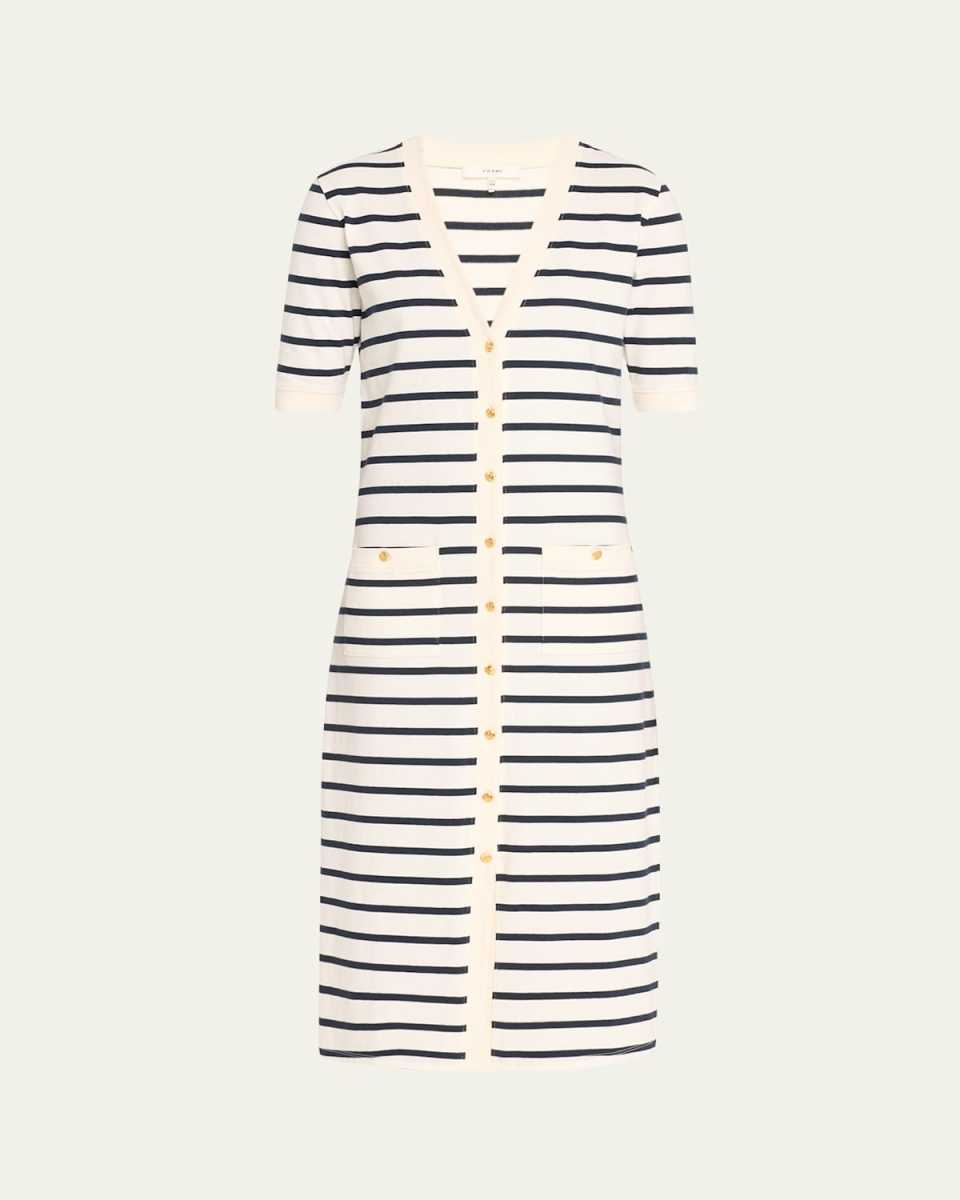Henley Stripe Button-Front Dress
