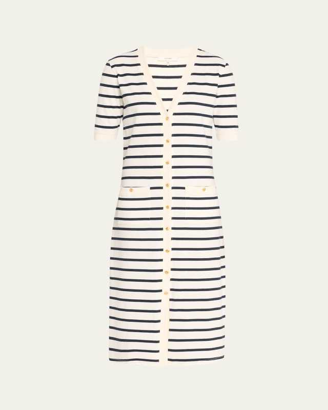 Henley Stripe Button-Front Dress