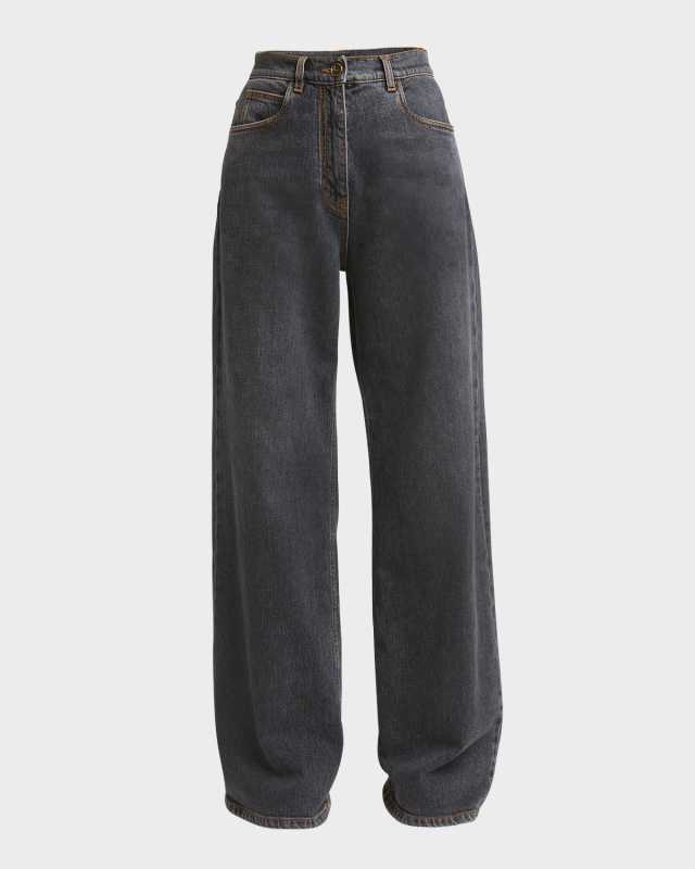 Wide-Leg Denim Jeans