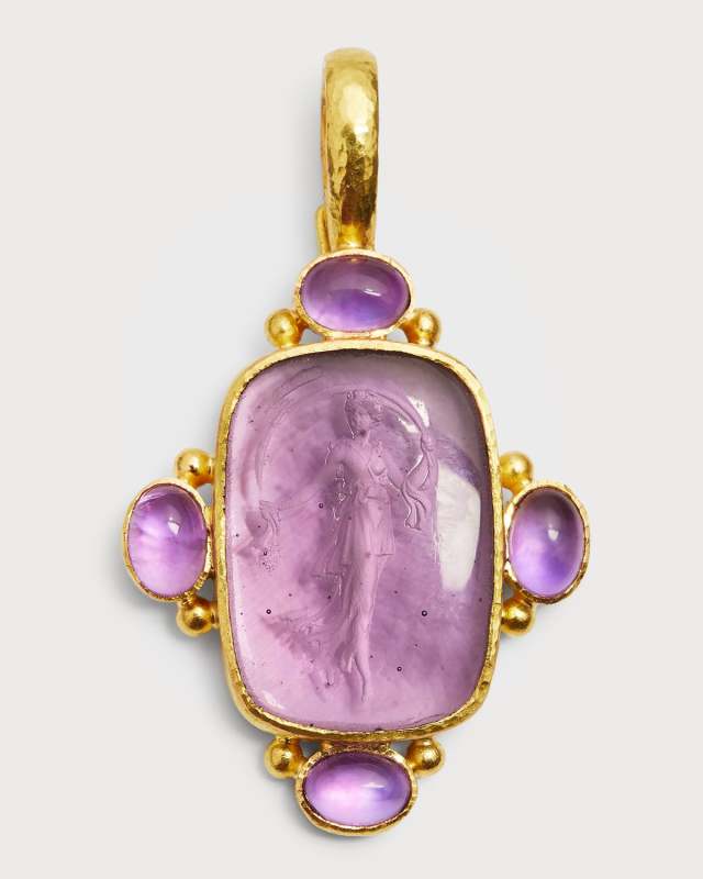 19K Venetian Glass Intaglio Muse Pendant with Moonstone
