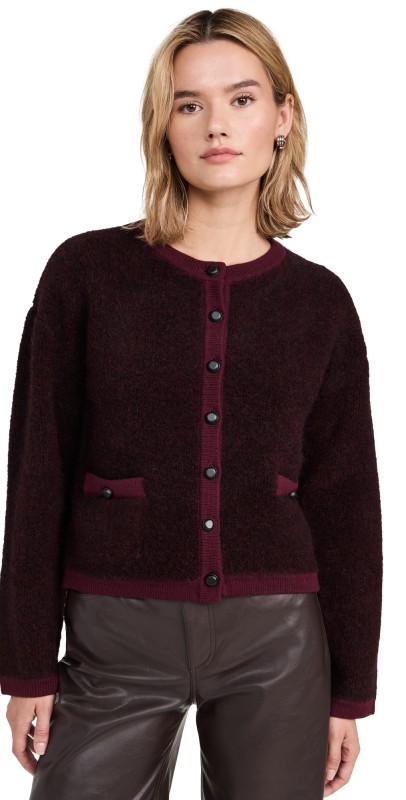 rag & bone Kaia Boucle Cardigan Burgundy