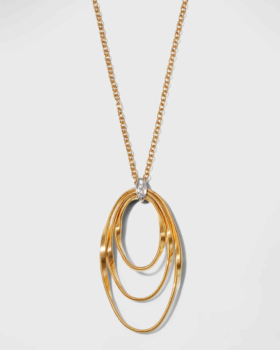 18K Gold Marrakech Onde Small Pendant Necklace with White Diamond