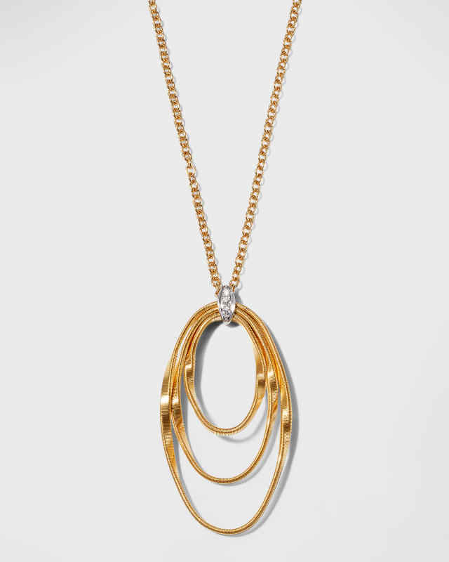 18K Gold Marrakech Onde Small Pendant Necklace with White Diamond