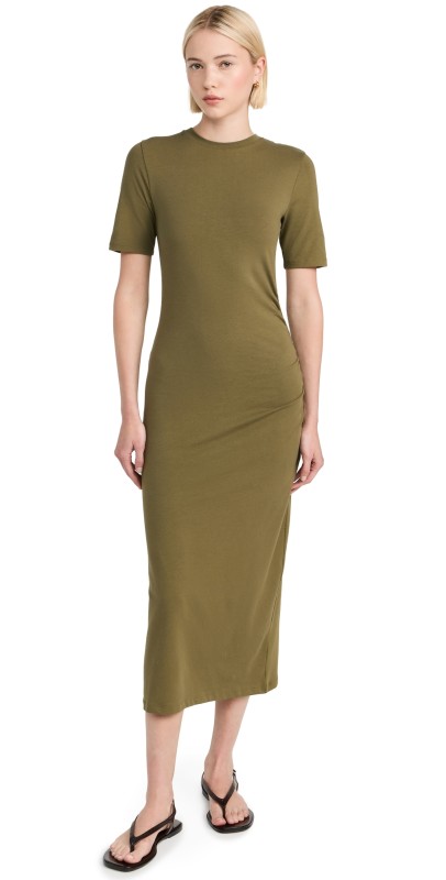 Vince Side Drape Dress Olive Smoke