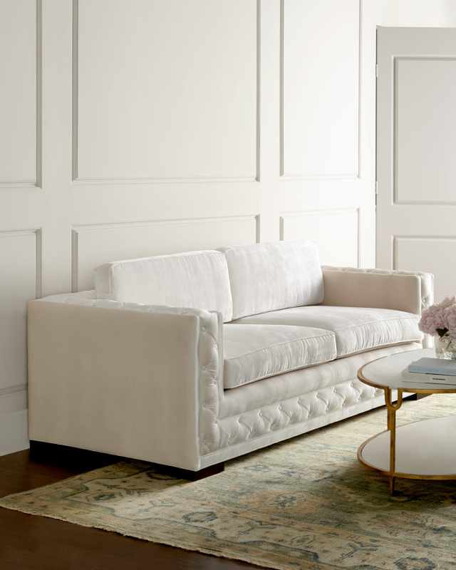 Bently White Tufted Sofa