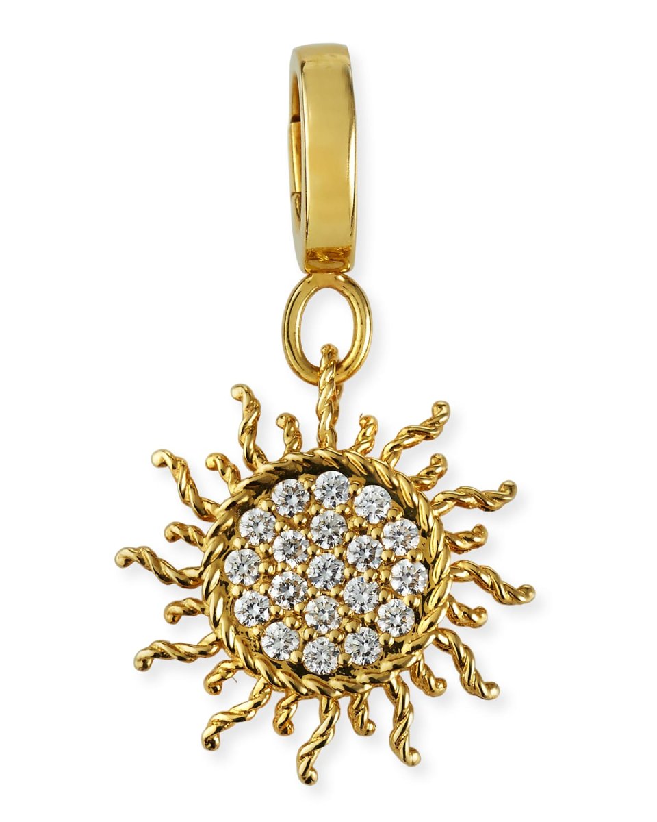 18K Yellow Gold Diamond Sun Charm