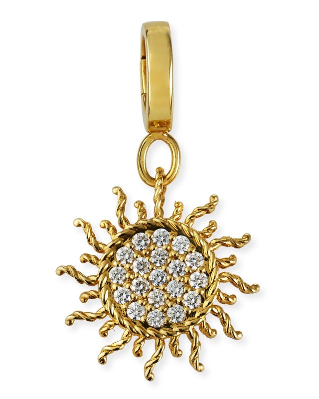 18K Yellow Gold Diamond Sun Charm