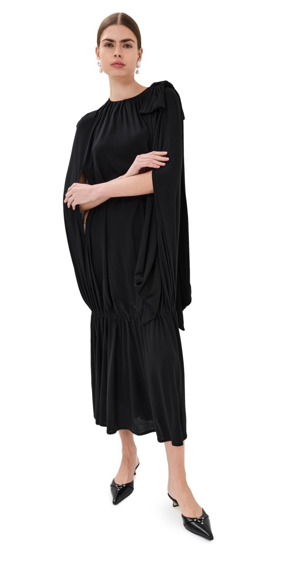Simone Rocha Cascade Egg Dress with Bow Detail Black