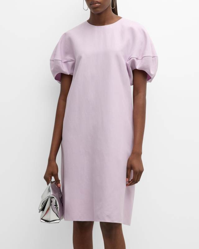 Puff-Sleeve Shift Dress