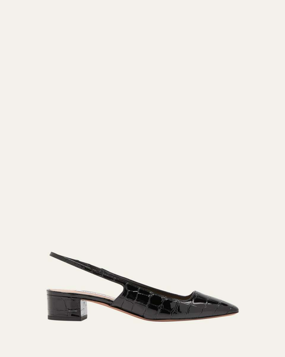 Ginza Croco Slingback Ballerina Pumps