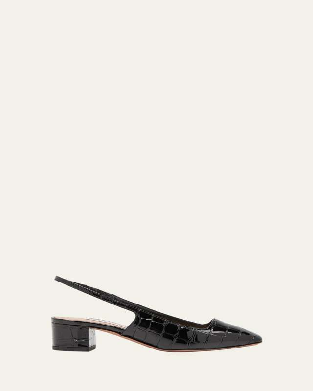 Ginza Croco Slingback Ballerina Pumps