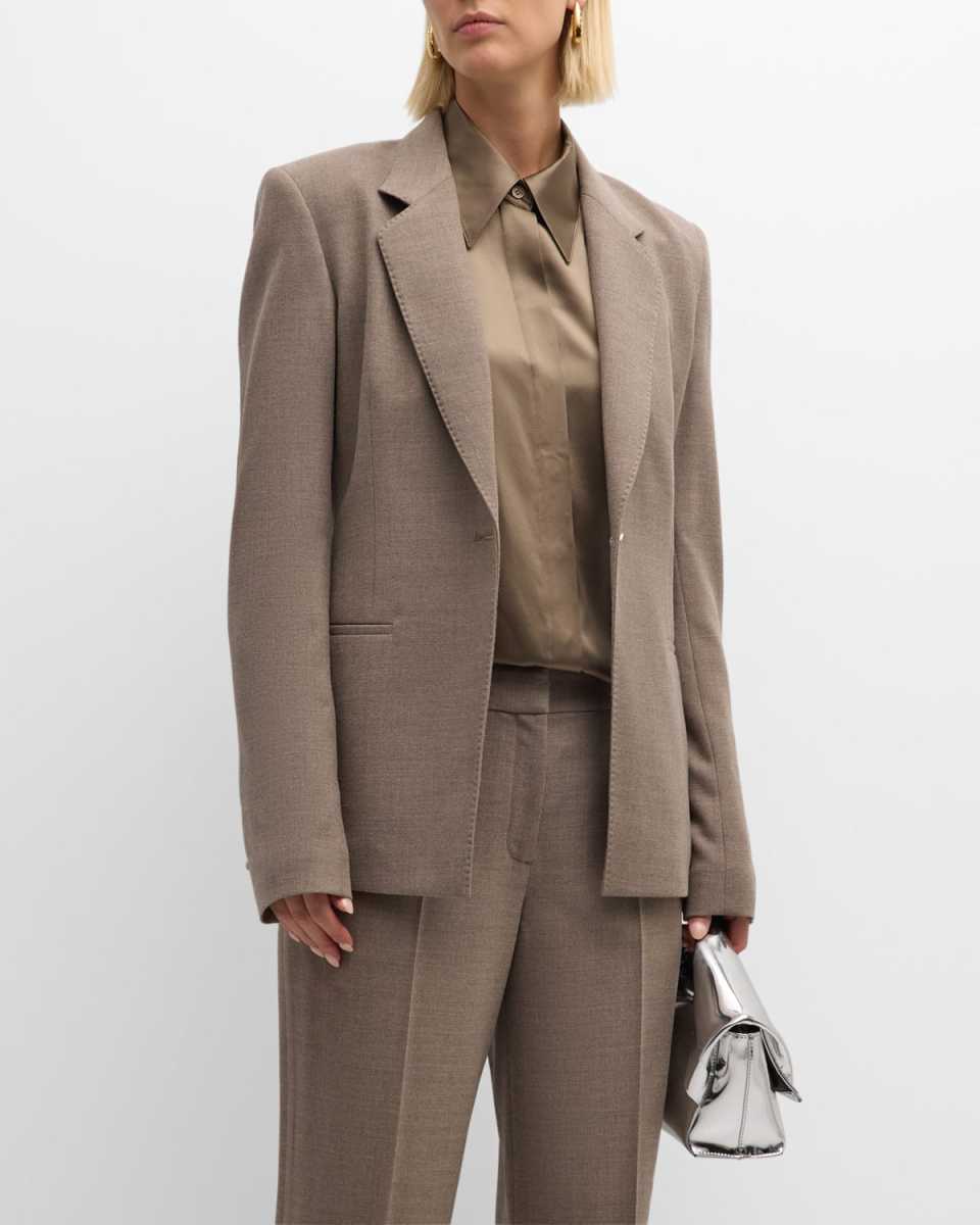 Single-Button Pick Stitch Blazer
