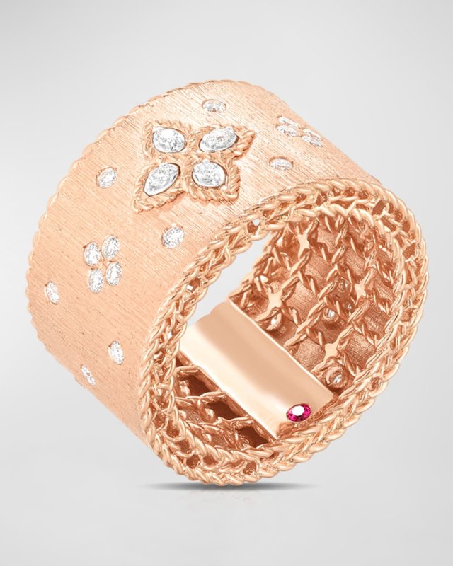 18K Gold Venetian Princess Diamond Ring, Size