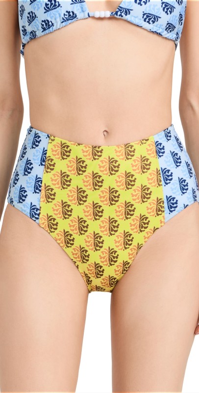 RHODE Navya Bikini Bottoms Blue and Yellow Kamal Clrblock
