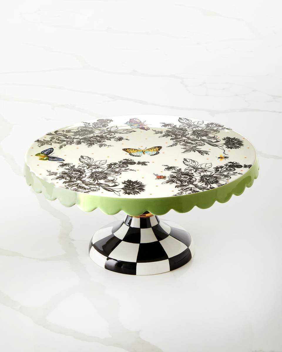 Large Butterfly Toile Pedestal Platter