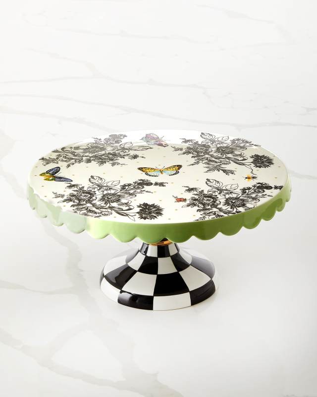 Large Butterfly Toile Pedestal Platter
