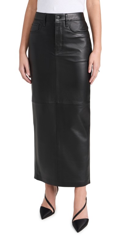 WARDROBE. NYC Leather Column Skirt Black