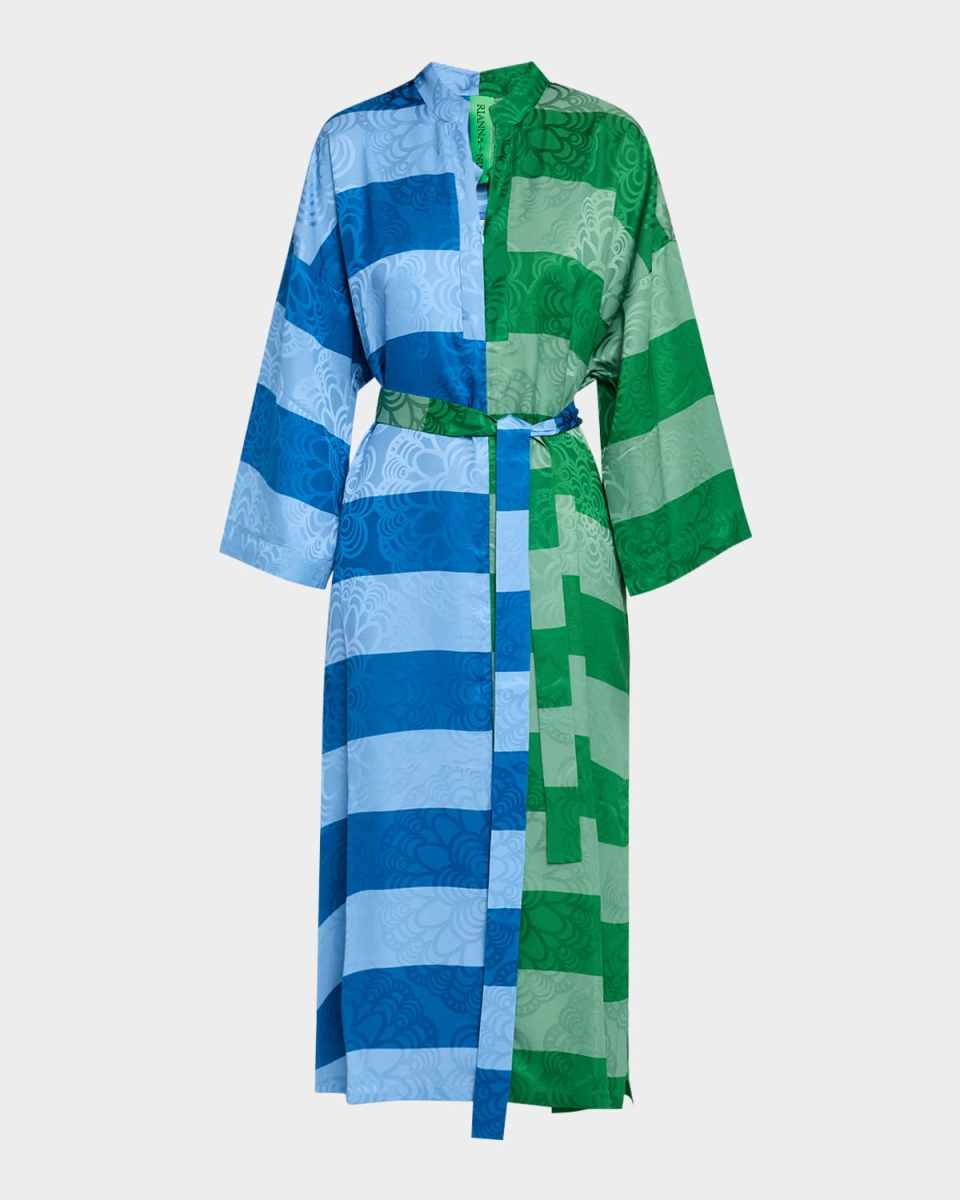 Jen Belted Fantasia Jacquard Midi Dress