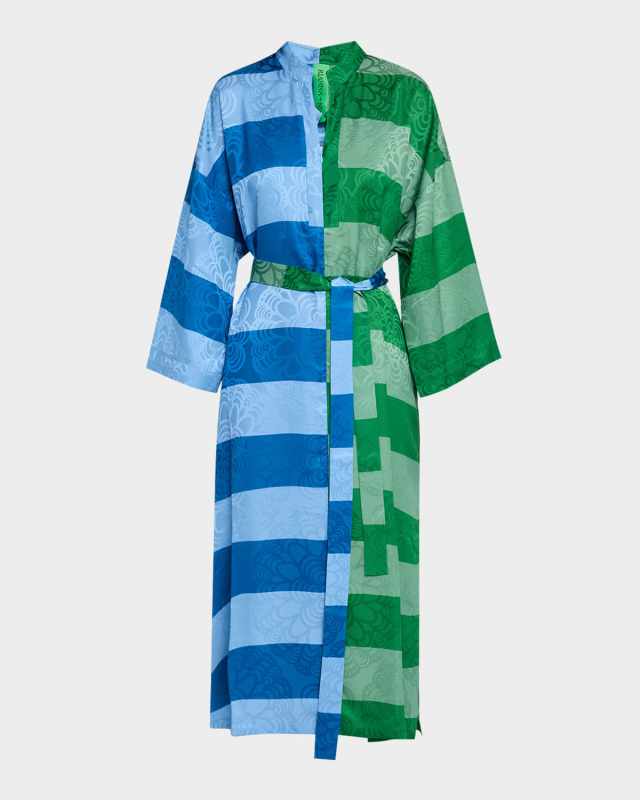 Jen Belted Fantasia Jacquard Midi Dress