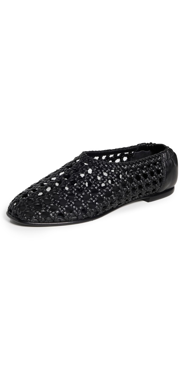 SIMKHAI Eden Woven Leather Ballet Flats Black