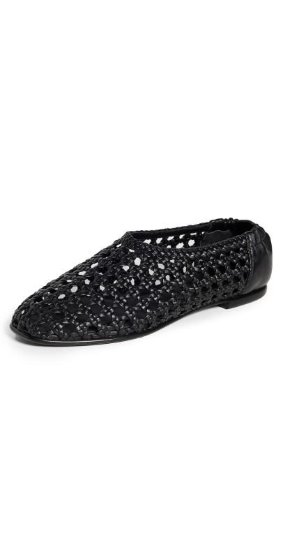 SIMKHAI Eden Woven Leather Ballet Flats Black