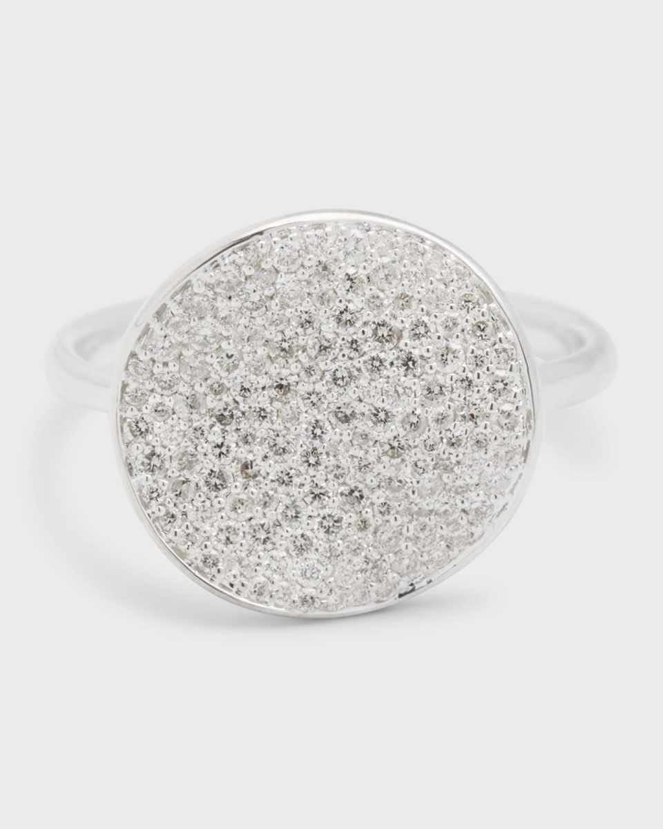 Medium Flower Disc Ring in Sterling Silver with Diamonds