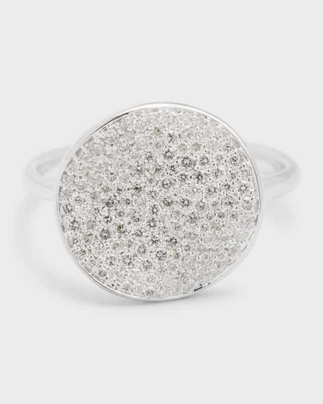 Medium Flower Disc Ring in Sterling Silver with Diamonds