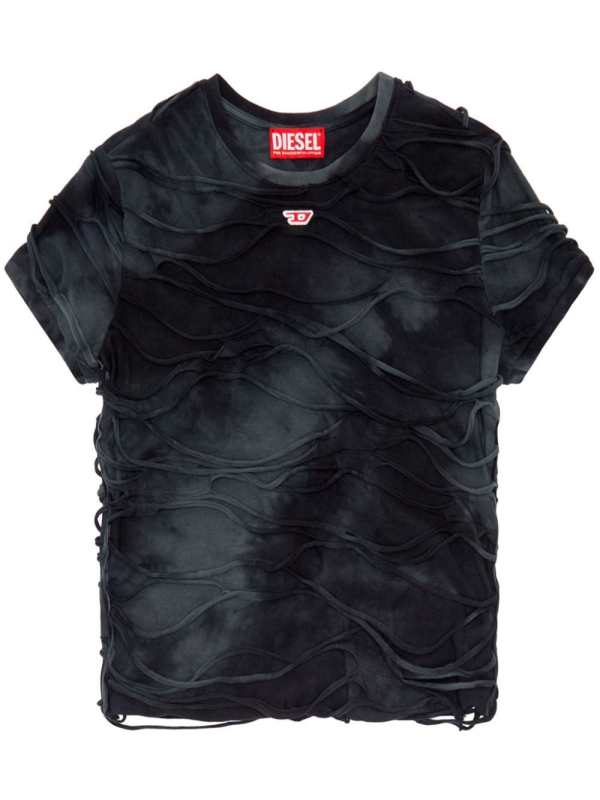 tie-dye logo-embroidered T-shirt