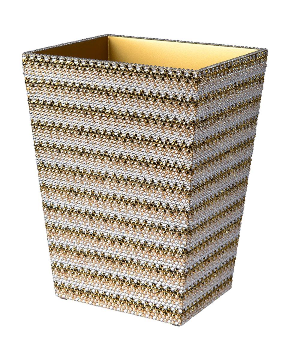Biarritz Wastebasket with Swarovski Crystals, Gold