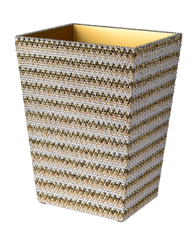 Biarritz Wastebasket with Swarovski Crystals, Gold