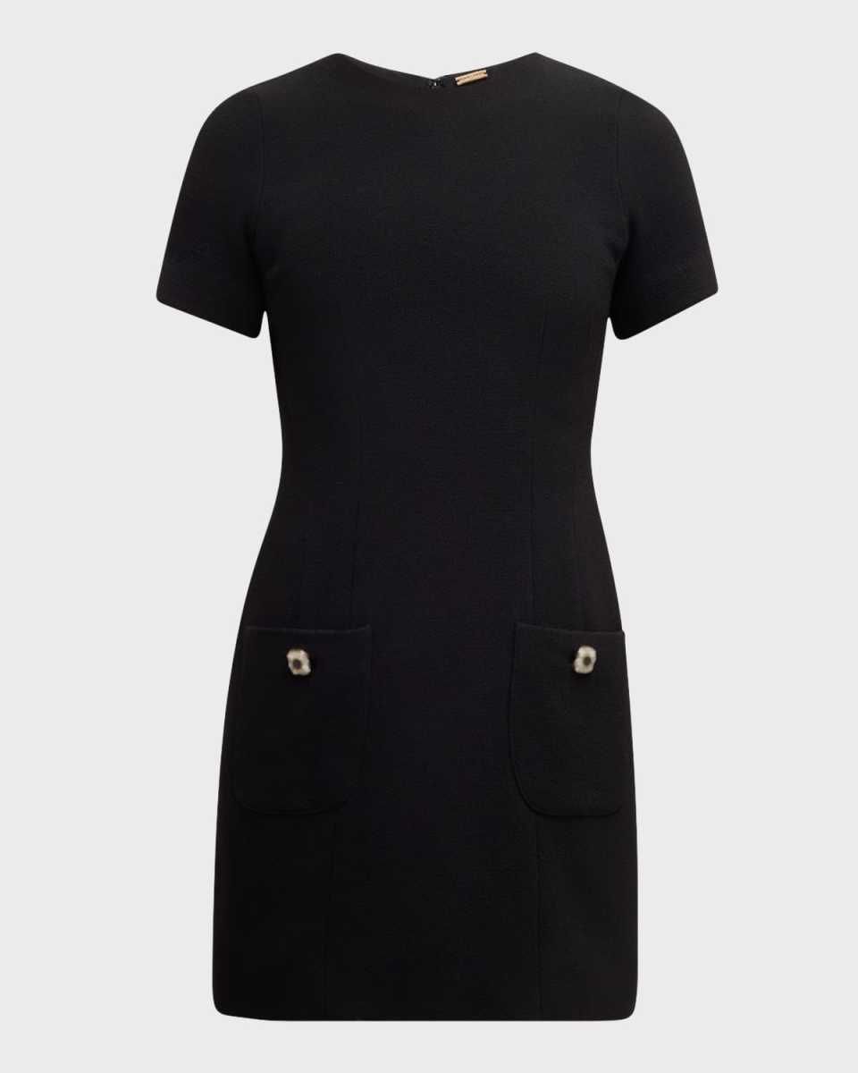 Flynn Crystal-Button Wool Crepe Mini Dress