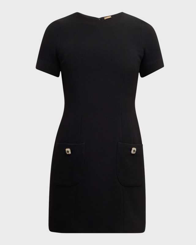 Flynn Crystal-Button Wool Crepe Mini Dress