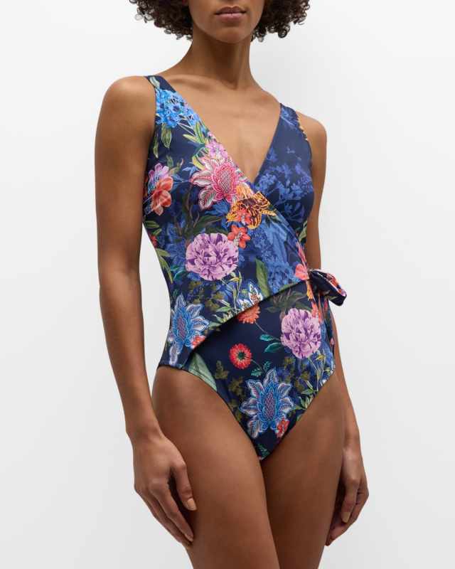 Neon Jungle Wrap One-Piece Swimsuit