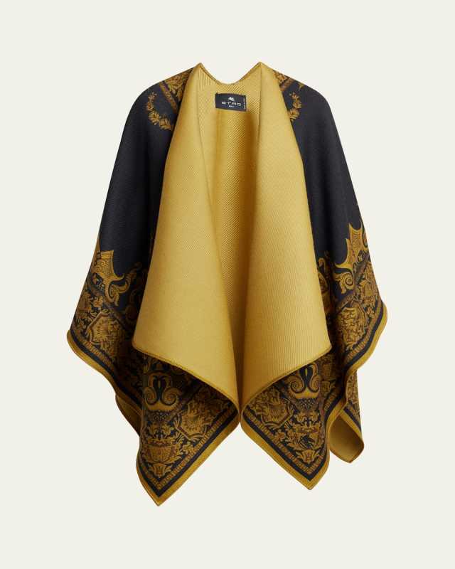 Floral Paisley Wool-Modal Cape