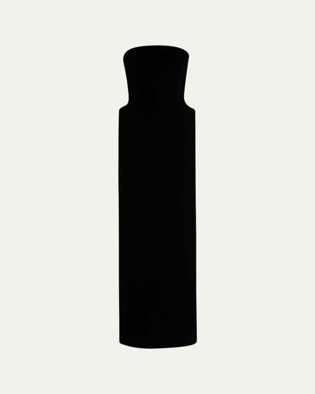 Velvet Bustier Padded Hip Column Gown