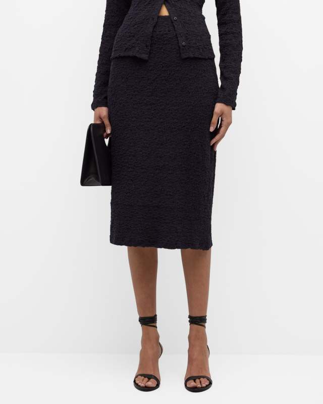 Smocked Popcorn Midi Skirt