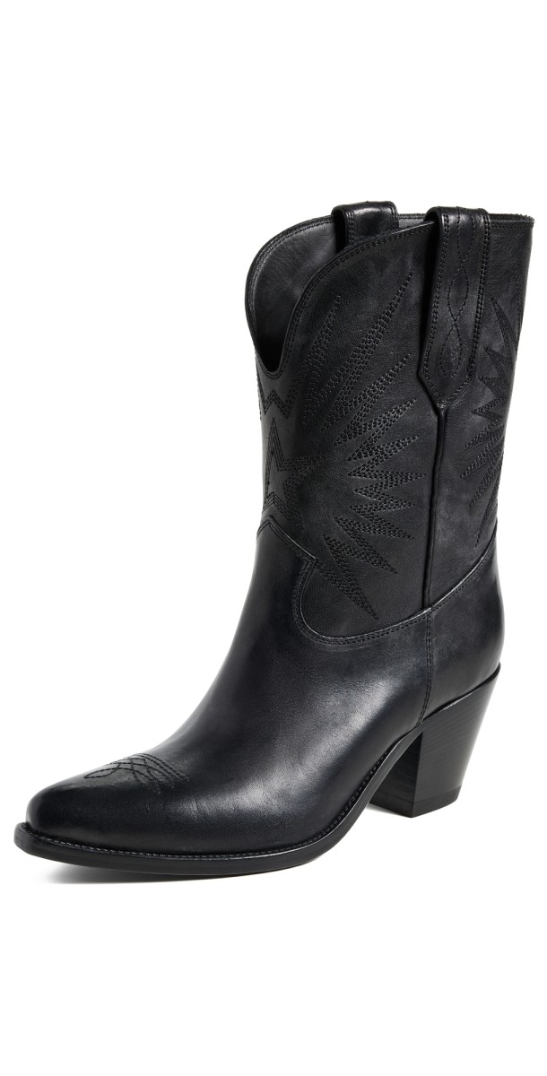 Golden Goose Wish Star Francesca Low Leather Upper Clean Boots Black