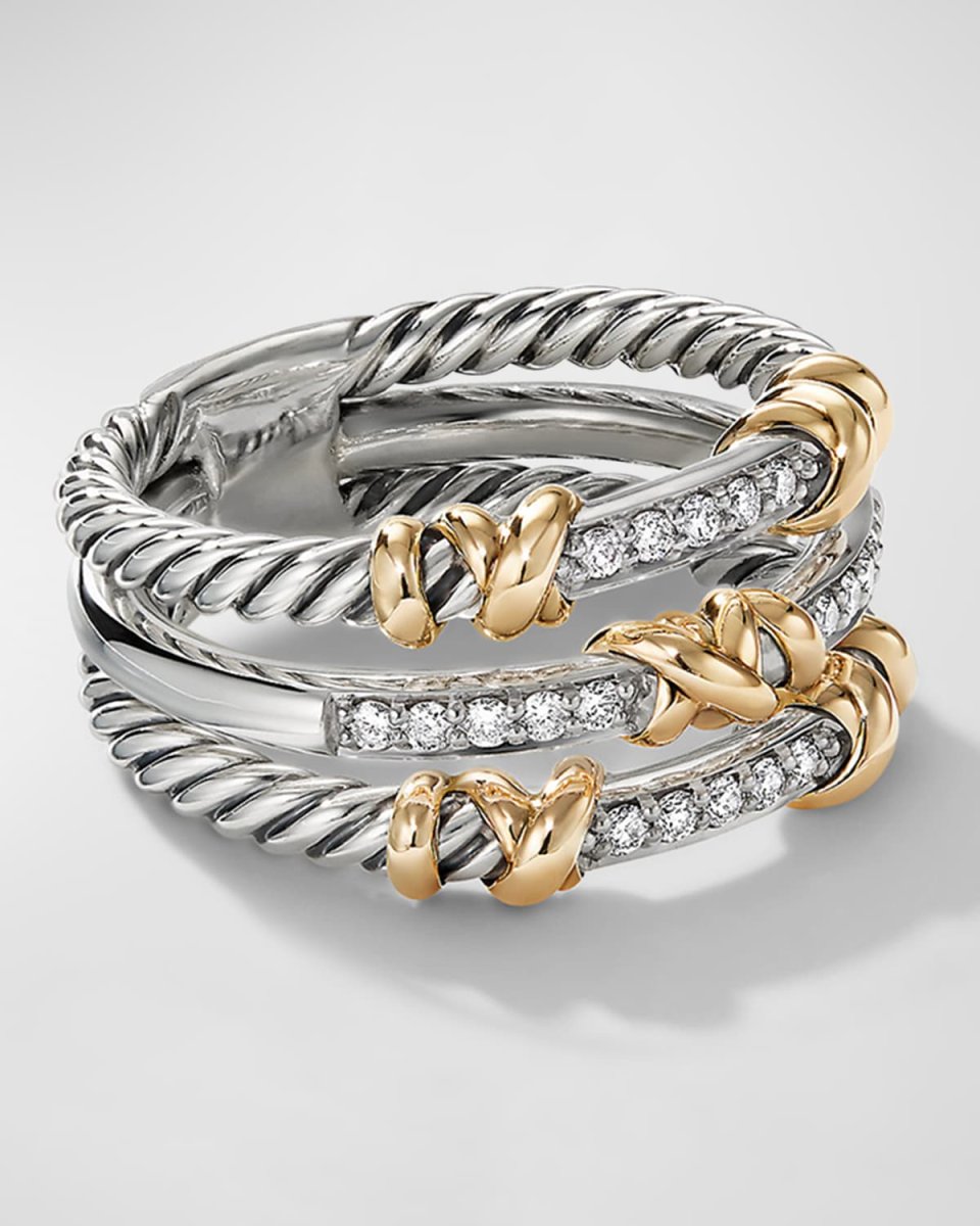 Helena Ring with Diamonds and 18K Gold in Silver, 12mm